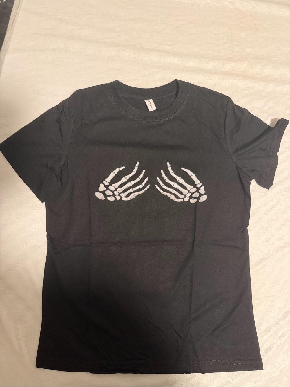 Black Graphic Tee- Handsy Skeleton